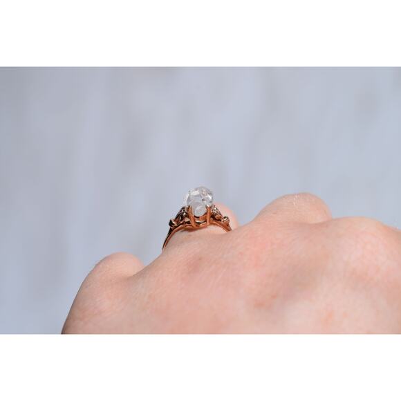 14k Rose Gold Engagement Ring Unique Engagement Ring Uncut Lake County diamond - Picture 4 of 5